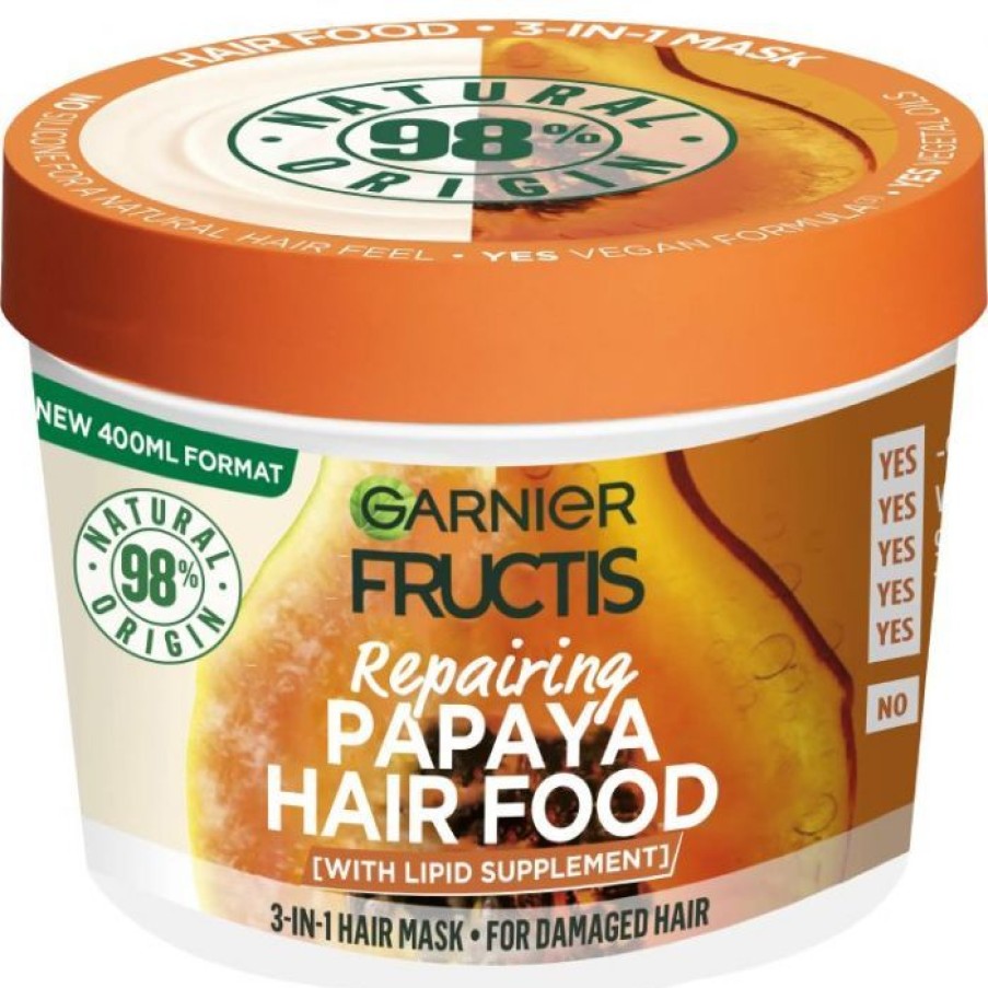 Suihkusaippuat Ja Kosteusvoiteet Garnier | Garnier Fructis Hair Food Papaya Hiusnaamio Vaurioituneille Hiuksille 400 Ml