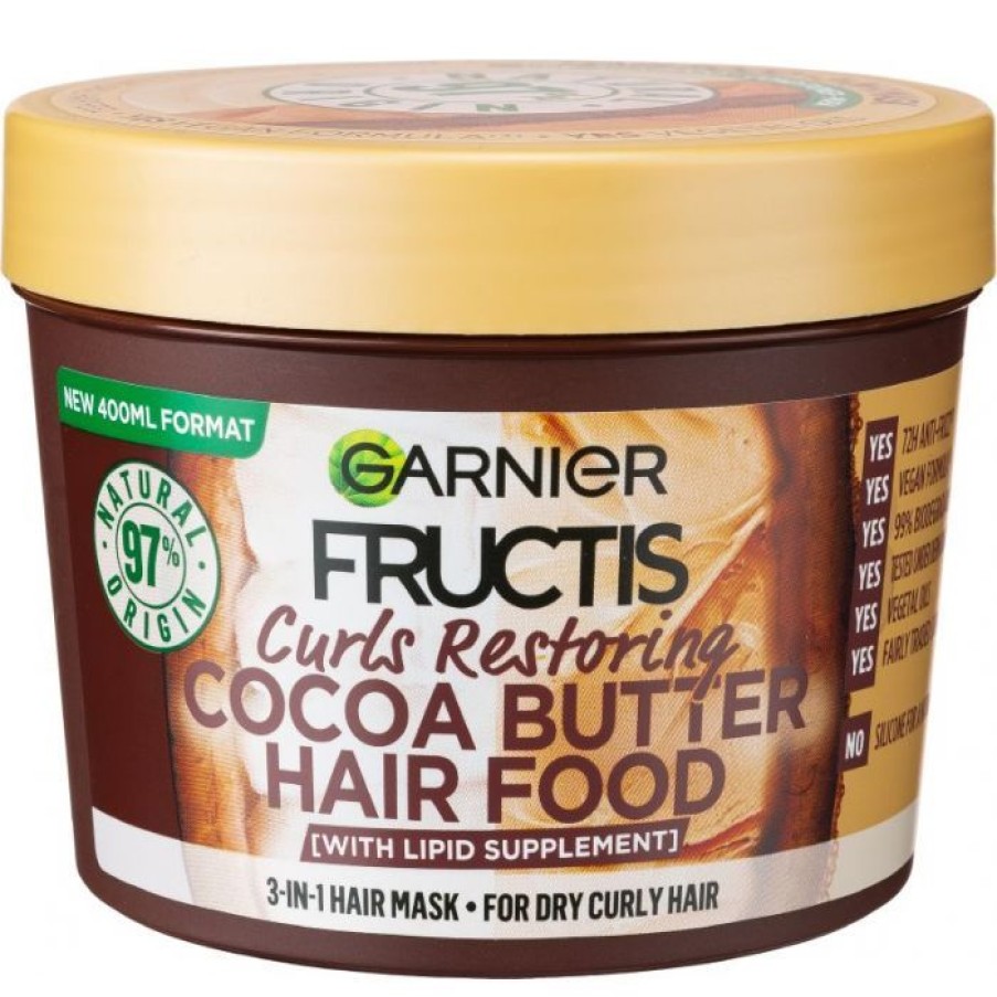 Suihkusaippuat Ja Kosteusvoiteet Garnier | Garnier Fructis Hair Food Cocoa Butter Hiusnaamio Kiharaisille Hiuksille 400 Ml