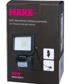 Remontointi Ja Tyokalut Make | Led-Valonheitin Liikesensorilla 10 W, Musta